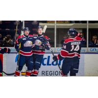 Saginaw Spirit celebrate after a goal