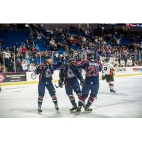 Tulsa Oilers celebrate a goal on opening night