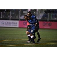 FC Edmonton celebrates a goal vs. Pacific FC