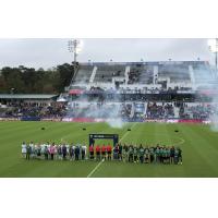 North Carolina Courage pregame ceremonies prior to their playoff matchup with Reign FC
