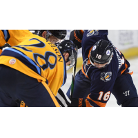 Greenville Swamp Rabbits forward Adam Rockwood (16) faces off with the Atlanta Gladiators