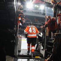 Joel Farabee enters the ice for the Lehigh Valley Phantoms
