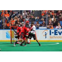 Buffalo Bandits forward Jerome Thompson (right)