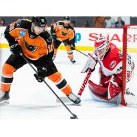 Lehigh Valley Phantoms left wing Greg Carey with the puck against the Charlotte Checkers