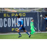 Sacramento Republic FC goalkeeper Bobby Shuttleworth watches an El Paso Locomotive FC score