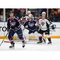 Vancouver Giants left wing Jackson Shepard in front of the Tri-City Americans goal
