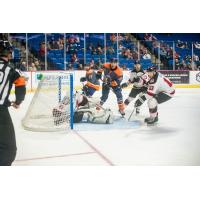 Tulsa Oilers take a shot against the Rapid City Rush