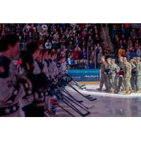 Sioux Falls Stampede lineup during Military Appreciation Night