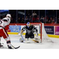 San Antonio Rampage goaltender Ville Missi vs. the Grand Rapids Griffins
