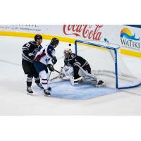 Charlie Sampair of the Tulsa Oilers takes a shot against the Rapid City Rush