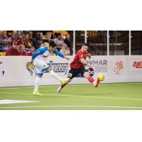 Mike Deasel of the Baltimore Blast (right) vs. Utica City FC