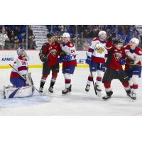 Vancouver Giants centre Tristen Nielsen celebrates a score against the Edmonton Oil Kings