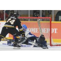Saint John Sea Dogs goaltender Zachary Bouthillier stops the Cape Breton Eagles
