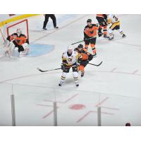 Lehigh Valley Phantoms goaltender Alex Lyon and his defense vs. the Wilkes-Barre/Scranton Penguins