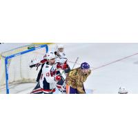 South Carolina Stingrays goaltender Logan Thompson and defenseman Matt Nuttle vs. the Orlando Solar Bears