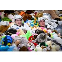 Hershey Bears relax after their Teddy Bear Toss breaks a World Record