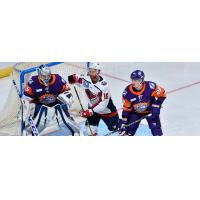 South Carolina Stingrays forward Mitch Vanderlaan (center) vs. the Orlando Solar Bears