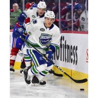 Defenseman Brandon Anselmini with the Utica Comets