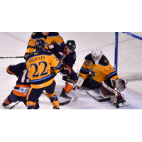 Atlanta Gladiators goaltender Sean Bonar makes a stop against the Greenville Swamp Rabbits