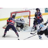 Stephen Pierog (left) and Jimmy Soper of the Macon Mayhem vs. the Quad City Storm