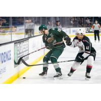 Vancouver Giants defenceman Alex Kannok Leipert (right) vs. the Everett Silvertips