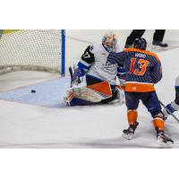 Cory Ward of the Tulsa Oilers scores against the Wichita Thunder