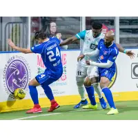 Kansas City Comets defenders Mirko Sandivari (left) and Ray Lee vs. the St. Louis Ambush