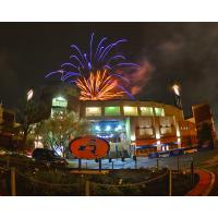 Fireworks over NBT Bank Stadium, home of the Syracuse Mets