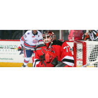 Binghamton Devils goaltender Louis Domingue vs. the Rochester Americans
