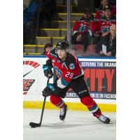 Kelowna Rockets captain Nolan Foote with the puck