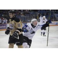 Saint John Sea Dogs react after a goal against the Charlottetown Islanders