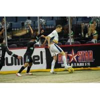 Dallas Sidekicks' Felipe De Sousa admires Nick Perera's Tacoma Stars jersey