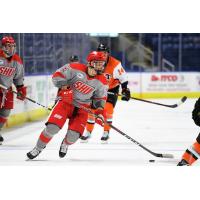 Defenseman Ruslan Rakhmatov with Sacred Heart University