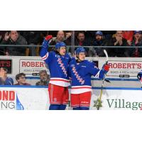Kitchener Rangers celebrate against the Niagara IceDogs