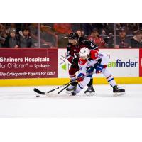 Vancouver Giants centre Justin Sourdif vs. the  Spokane Chiefs