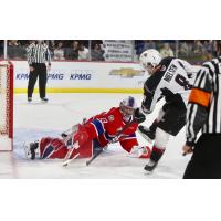 Vancouver Giants centre Tristen Nielsen shoots vs. the Spokane Chiefs