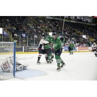 Florida Everblades forward Blake Winiecki reacts after his goal against the Indy Fuel