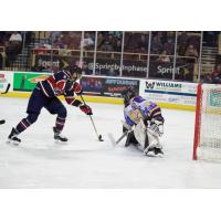 Macon Mayhem defenseman Larry Smith vs. the Roanoke Rail Yard Dawgs
