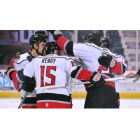 Adirondack Thunder exchange congratulations after a goal