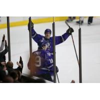Tri-City Storm celebrate a goal against the Fargo Force
