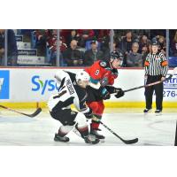 Vancouver Giants right wing Tyler Presiuso vs. the Kelowna Rockets