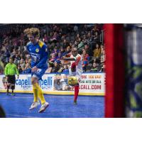 Leo Gibson of the Kansas City Comets launches a shot vs. the Rochester Lancers