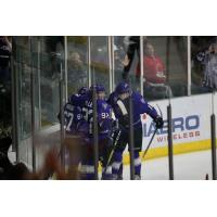 Tri-City Storm huddle up after a goal