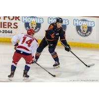 Allen Americans defenseman Les Lancaster (left) vs. Wichita Thunder forward Jason Salvaggio