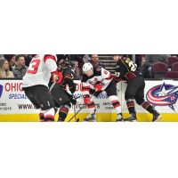 Binghamton Devils defenseman Josh Jacobs vs. the Cleveland Monsters