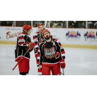 Port Huron Prowlers react after an Elmira Enforcers' goal