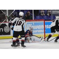 Vancouver Giants left wing Jackson Shepard shoots vs. the Kamloops Blazers