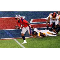 Houston Roughnecks quarterback P.J. Walker breaks past the Los Angeles Wildcats defensive line