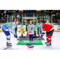 Maine Mariners face-off in their Make-A-Wish jerseys
