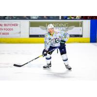 Maine Mariners defenseman Zach Tolkinen in his Make-A-Wish jersey